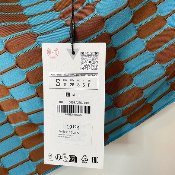 🐈NWT Zara Asymmetrical Jacquard One Should Crop Top S - Picture 4 of 8